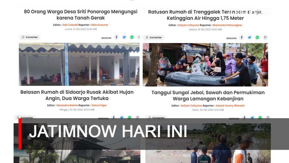 Jatimnow Hari Ini: Jawa Timur Masih Waspada Bencana Hidrometeorologi