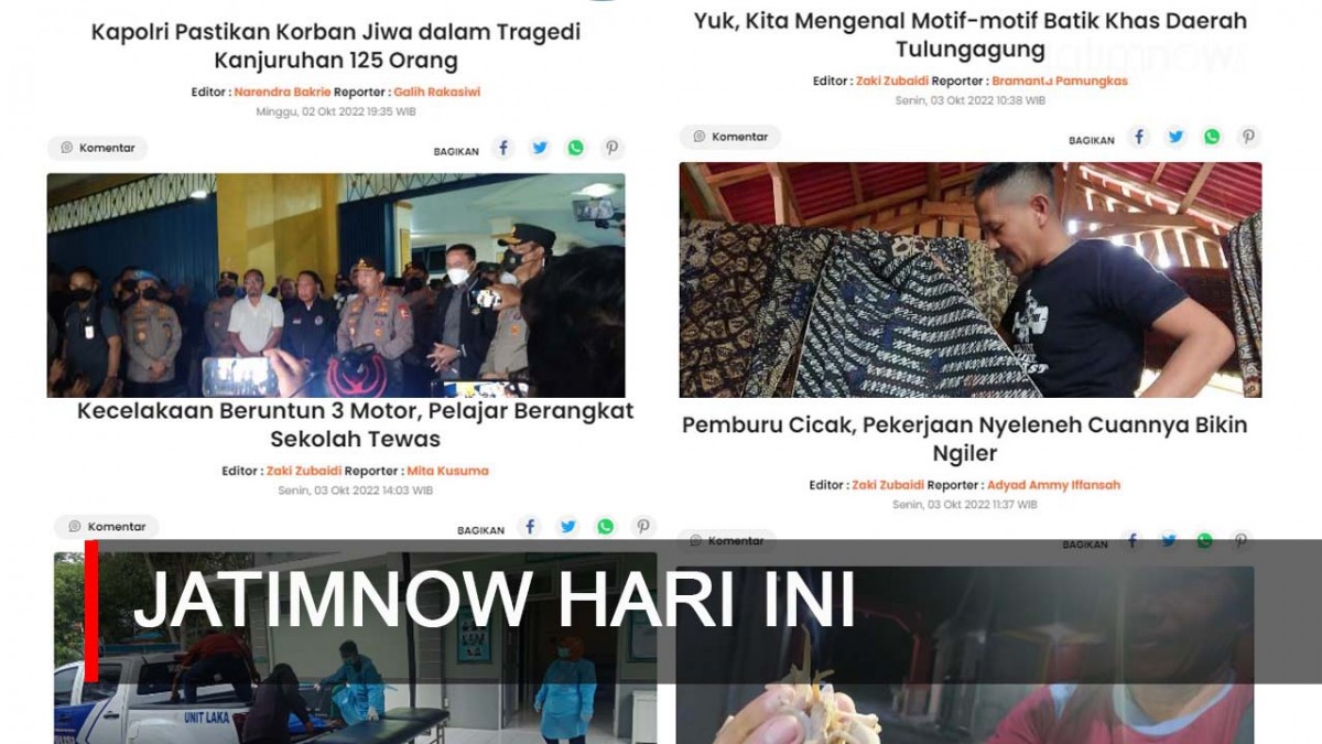 Jatimnow Hari Ini: 125 Orang Meninggal dalam Tragedi Kanjuruhan Malang