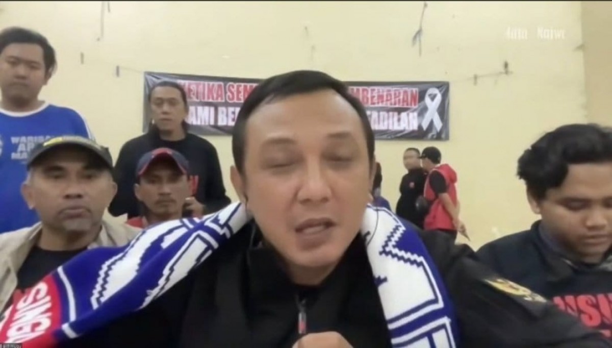 Dadang saat mewakili Aremania menjadi salah satu narasumber di acara Mata Najwa (Foto: Viral)