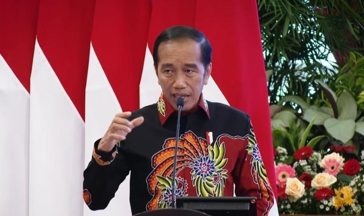 Presiden Jokowi saat memberikan arahan kepada kapolri, pejabat utama mabes, kapolda dan kapolres se Indonesia di Istana Negara (Foto: Tangkapan layar video channel YouTube Sekretariat Presiden)