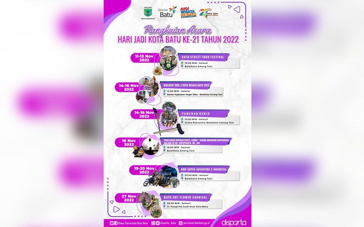 Sederet acara bulan November 2022 di Kota Batu (Foto: Disparta Kota Batu)