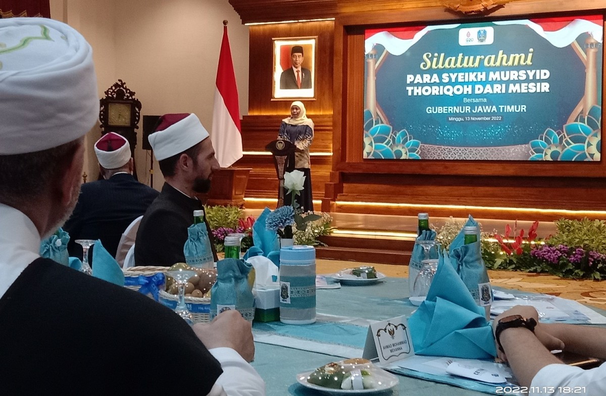 Silaturahmi para syekh mursyid tarekat dari Mesir bersama Gubernur Jawa Timur, (Foto-foto: Rama Indra/jatimnow.com)