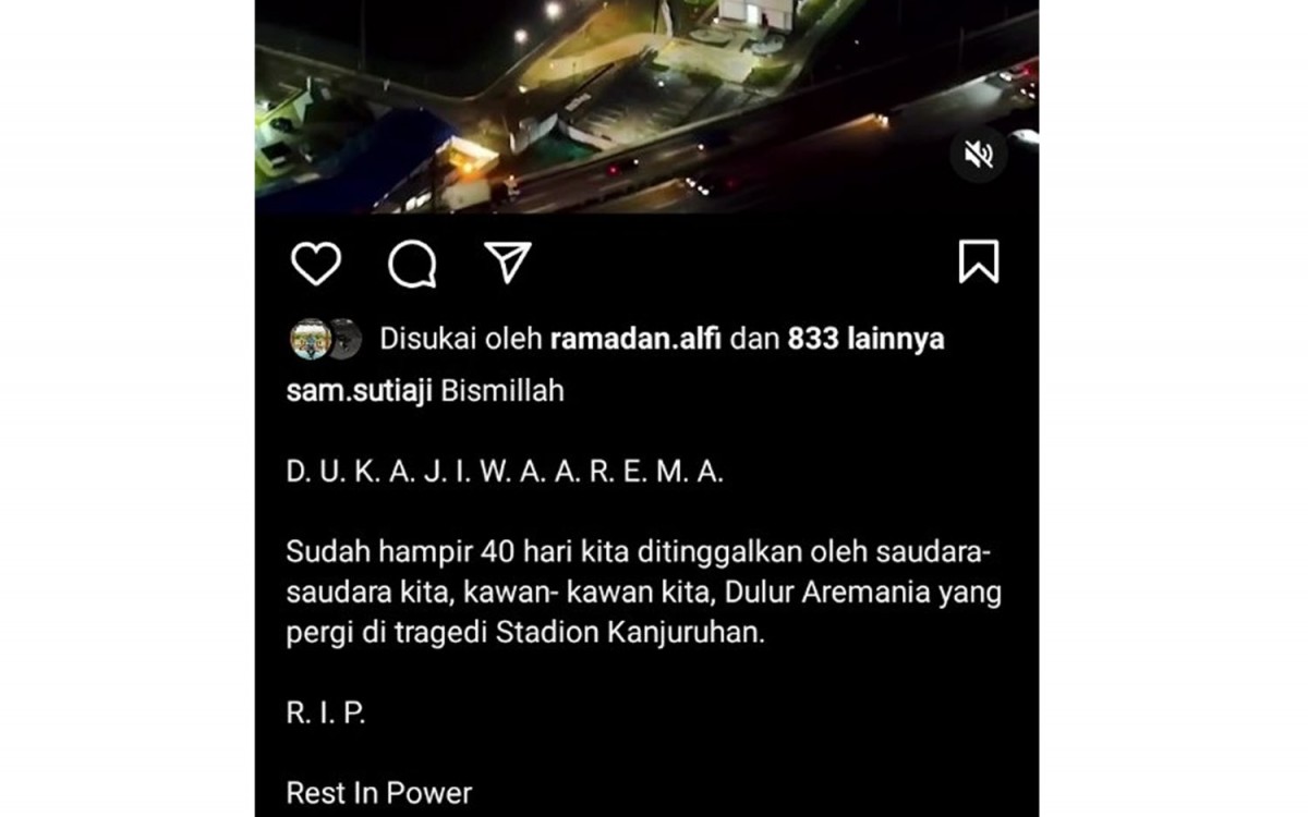 Postingan Wali Kota Malang Sutiaji (Foto: Tangkapan layar Instagramnya @sam.sutiaji)