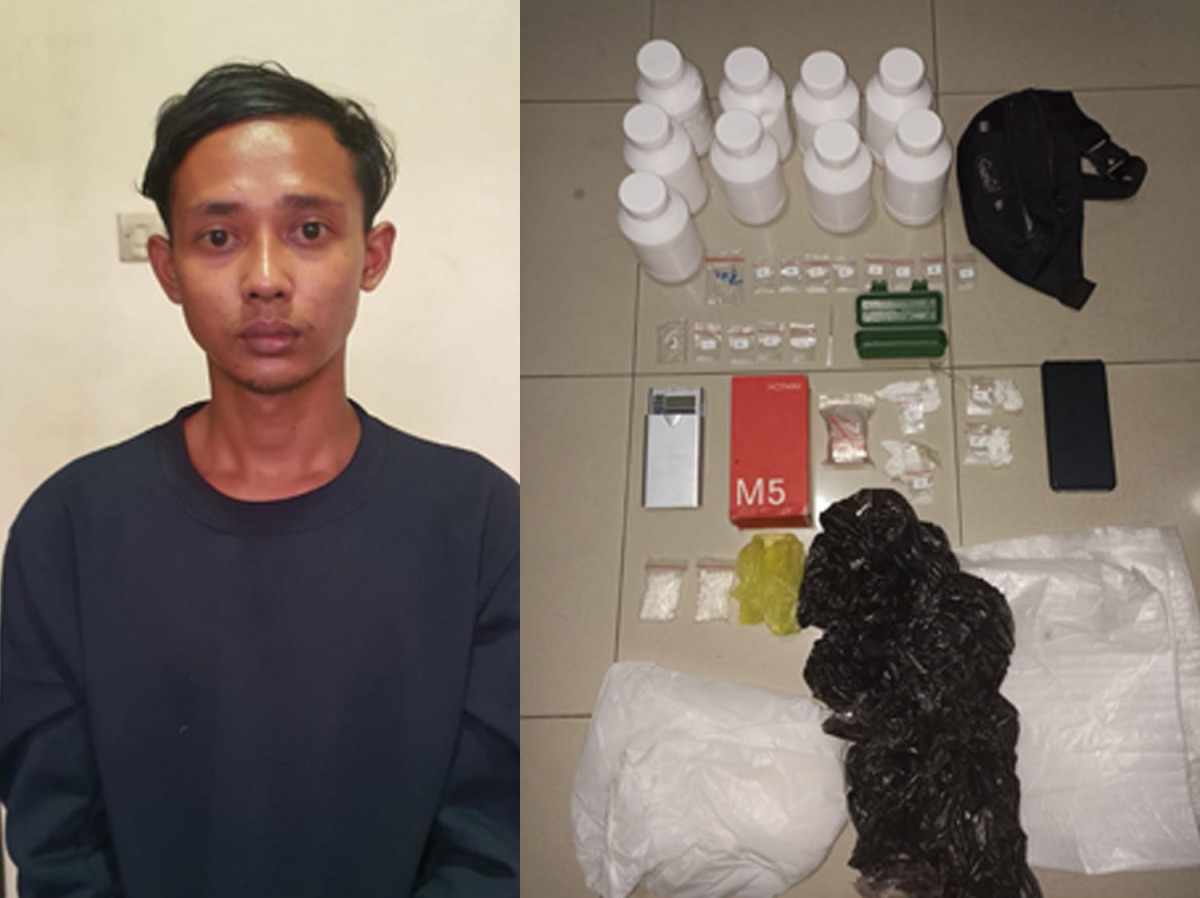 Kolase pengedar dan barang bukti sabu serta pil koplo diamankan (Foto: Satresnarkoba Polres Mojokerto for jatimnow.com)