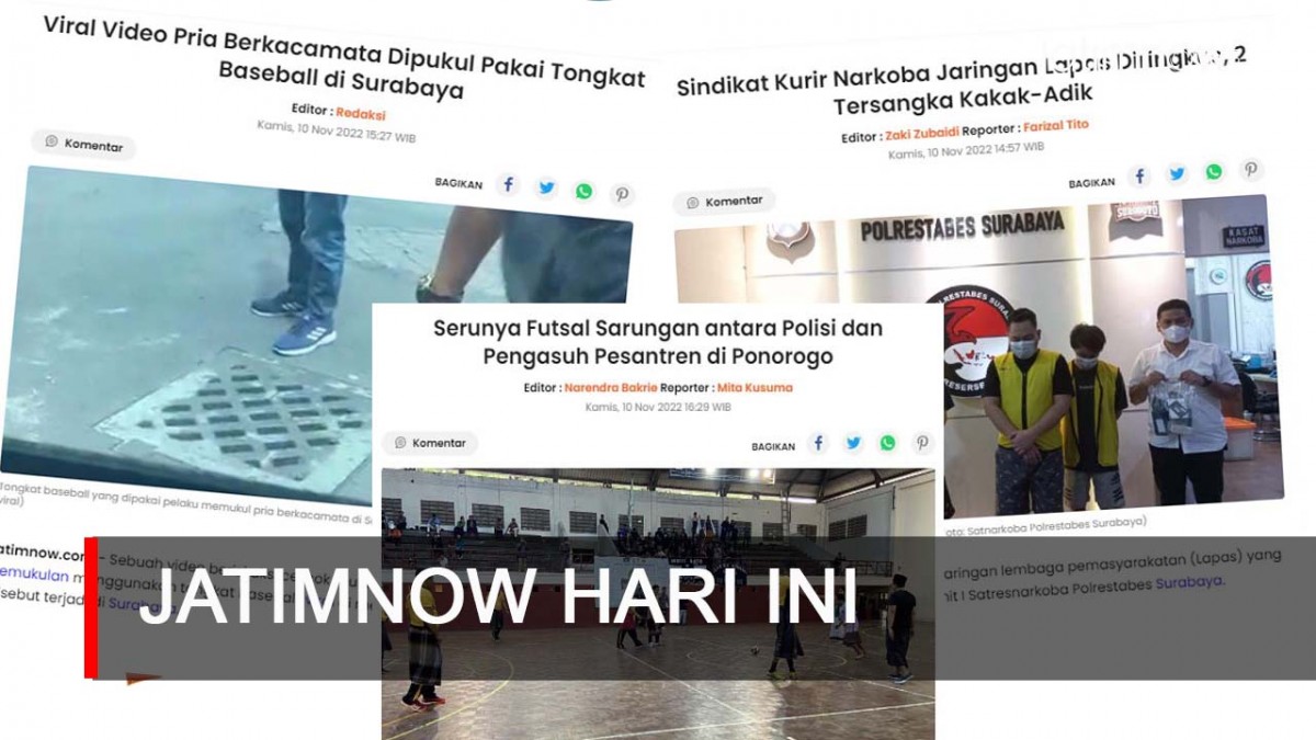 Jatimnow Hari Ini: Pria Berkacamata Dipukul Pakai Tongkat Baseball di Surabaya