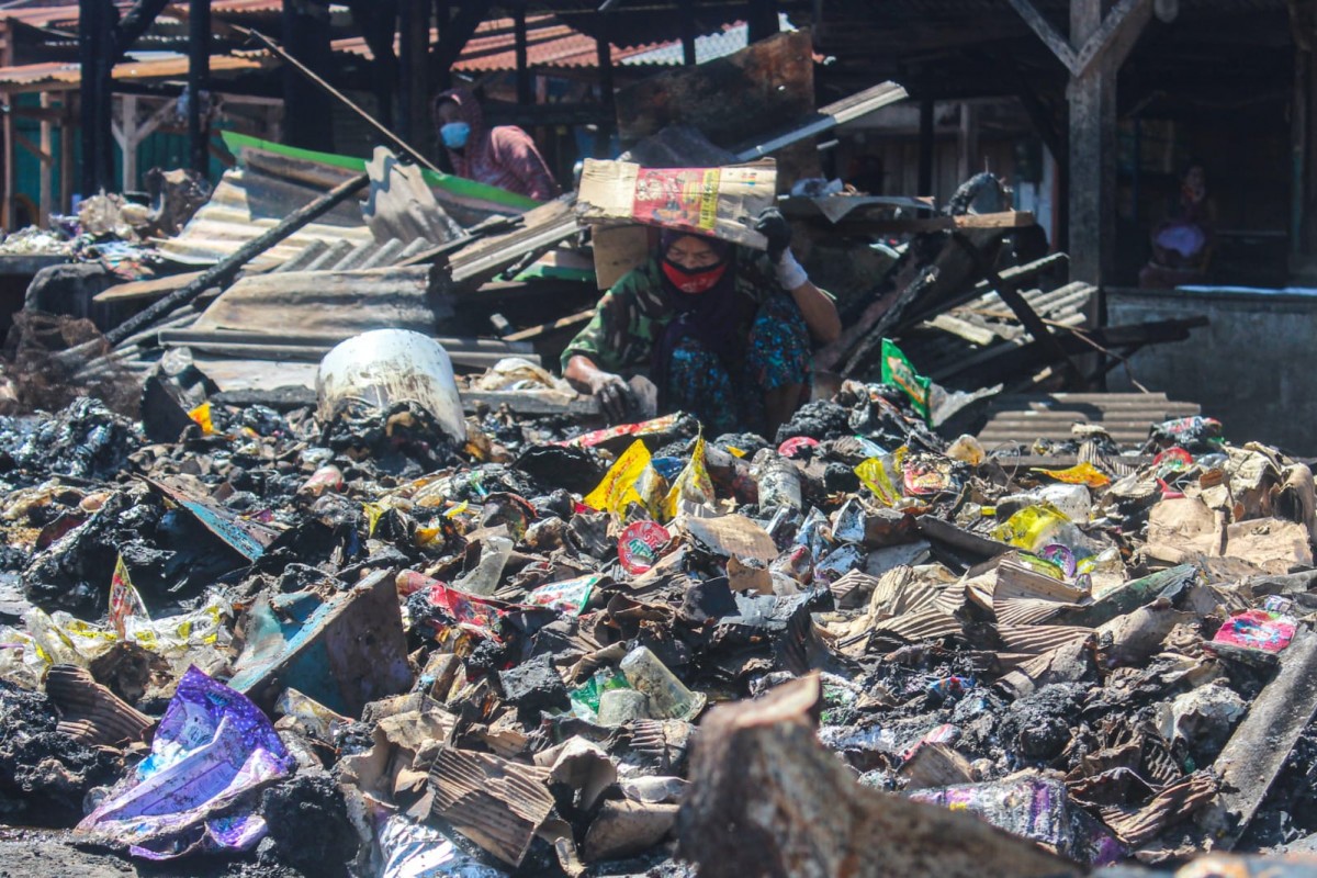 Pasar Campurdarat Tulungagung yang terbakar pada bulan Maret 2021 lalu (Foto: Dok. jatimnow.com)