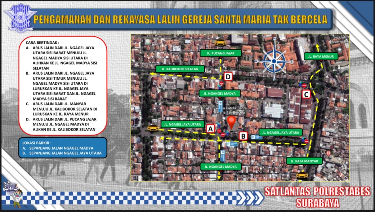 Catat! Arus Lalu Lintas Menuju Gereja di Surabaya ini Dialihkan Selama 2 Hari