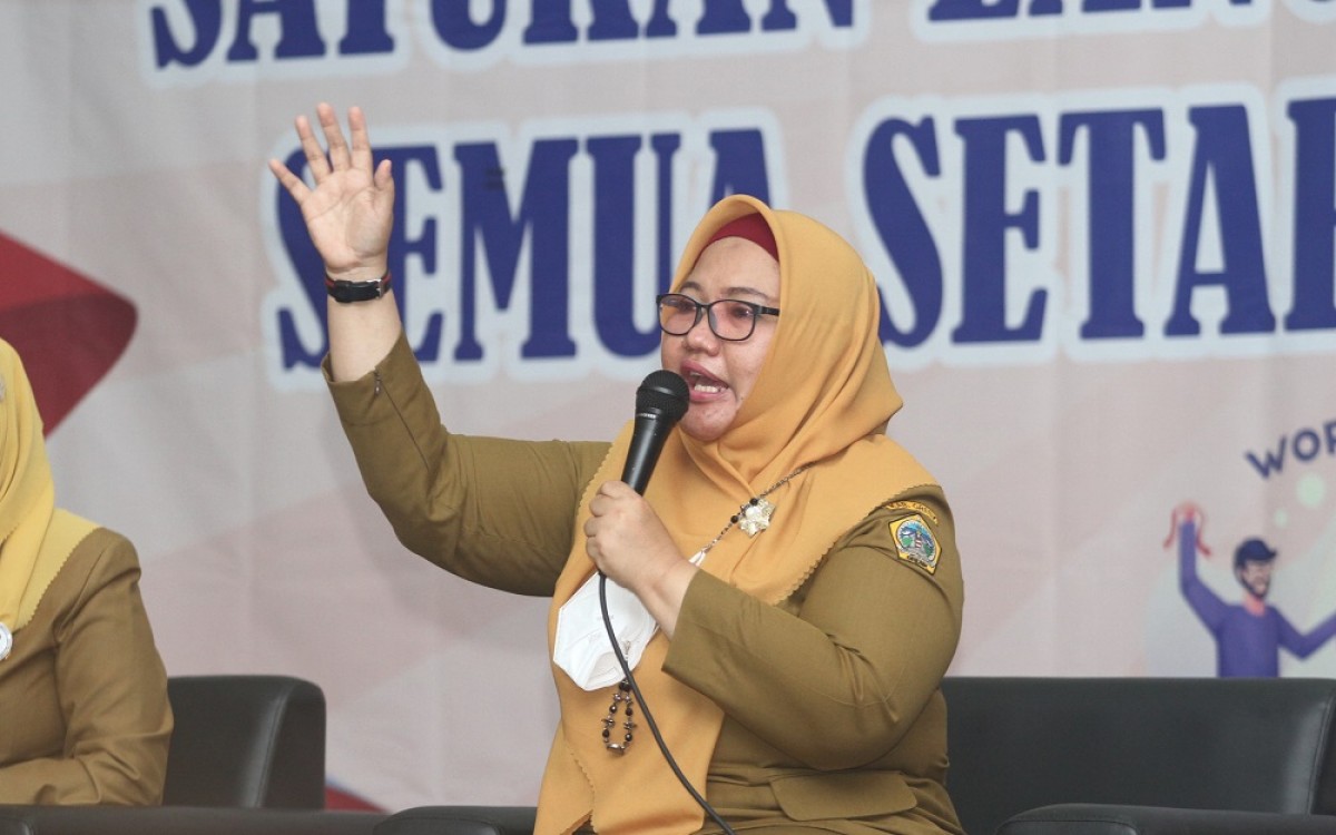 Wabup Gresik Aminatun Habibah saat memberikan sambutan (Foto: Sahlul Fahmi/jatimnow.com)