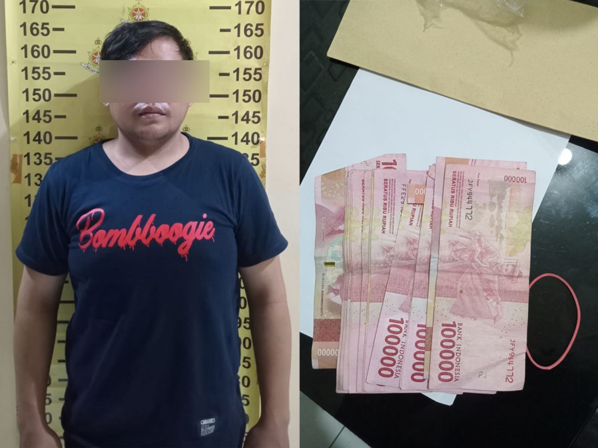 Tersangka saat diamankan bersama barang bukti (Foto: Polsek Gubeng for jatimnow.com)