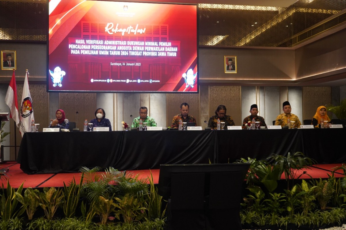 KPU Jatim Umumkan 8 Bacalon DPD yang Lolos Lolos Verifikasi Administrasi