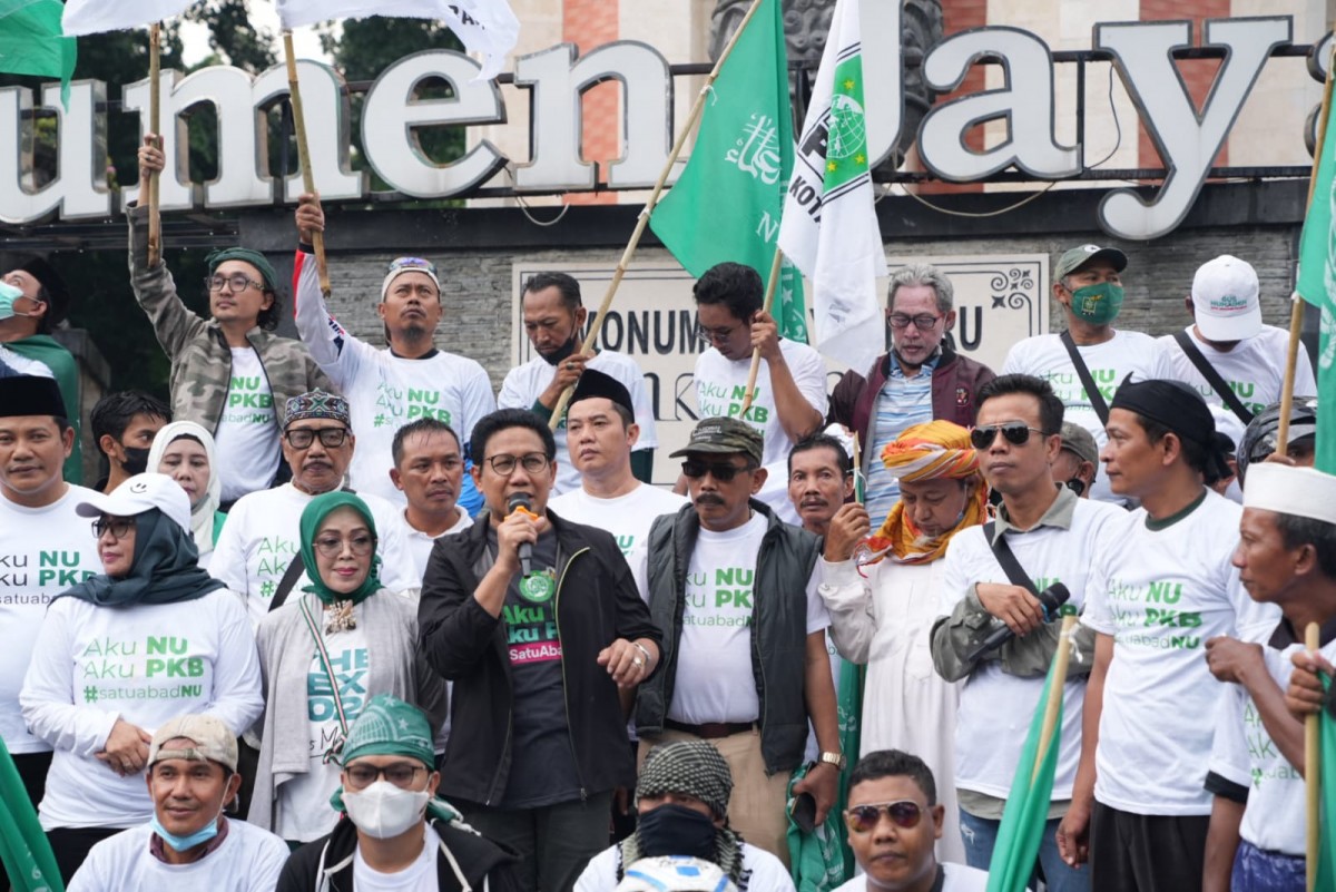 Kirab Kebangsaan dari kantor DPW PKB Jatim, Jalan Gayungsari, Surabaya. (Foto: Ni'am Kurniawan/jatimnow.com)