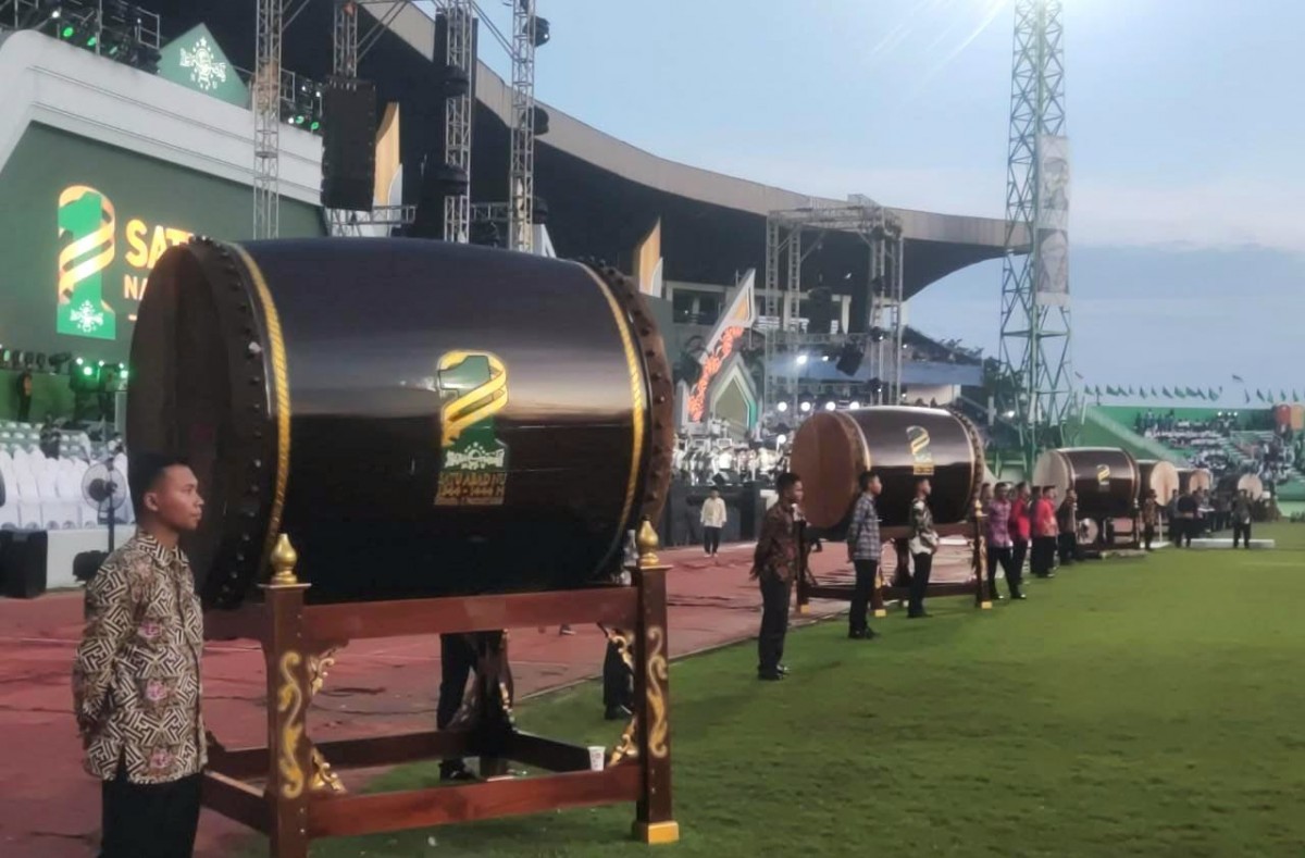 Beduk yang digunakan saat acara resepsi 1 Abad NU (Foto: Humas Pemkab Sidoarjo)