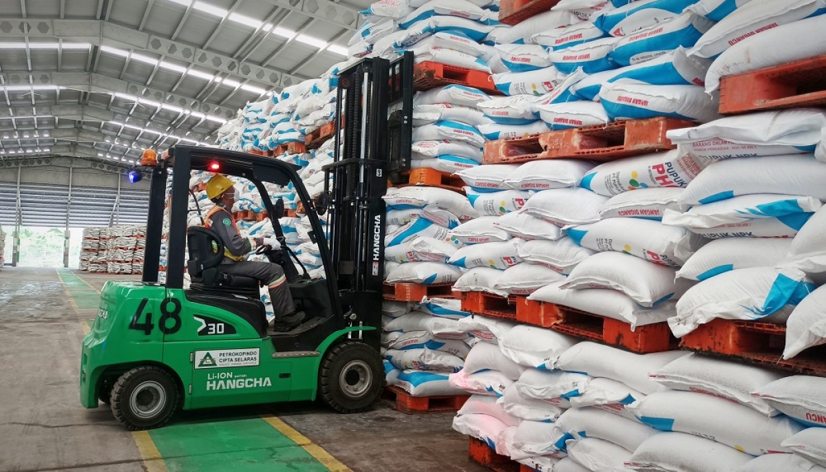 Pupuk produksi PT Petrokimia Gresik (Foto: Sahlul Fahmi/jatimnow.com)