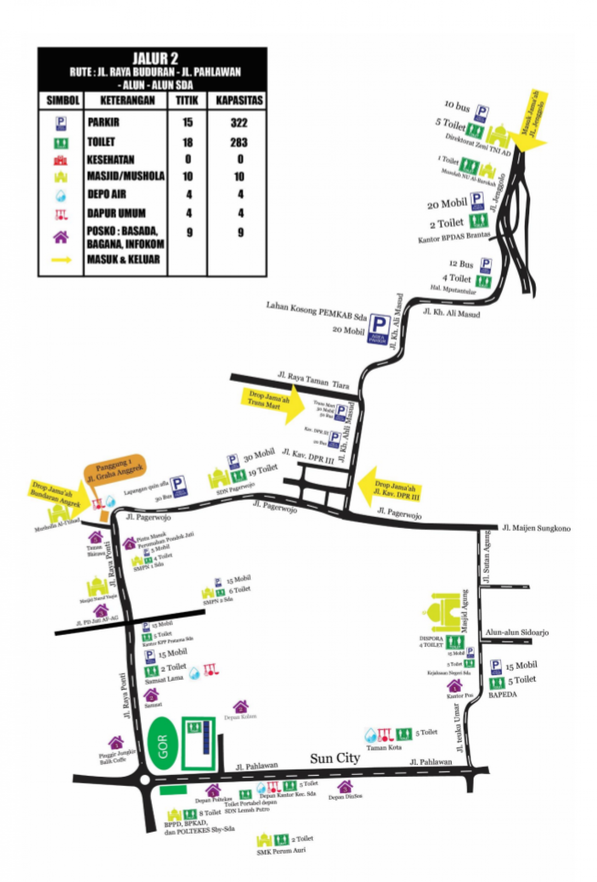 Ilustrasi peta jalur rute 1 Abad NU. (foto: Abdul Hakam Asqof for jatimnow.com)