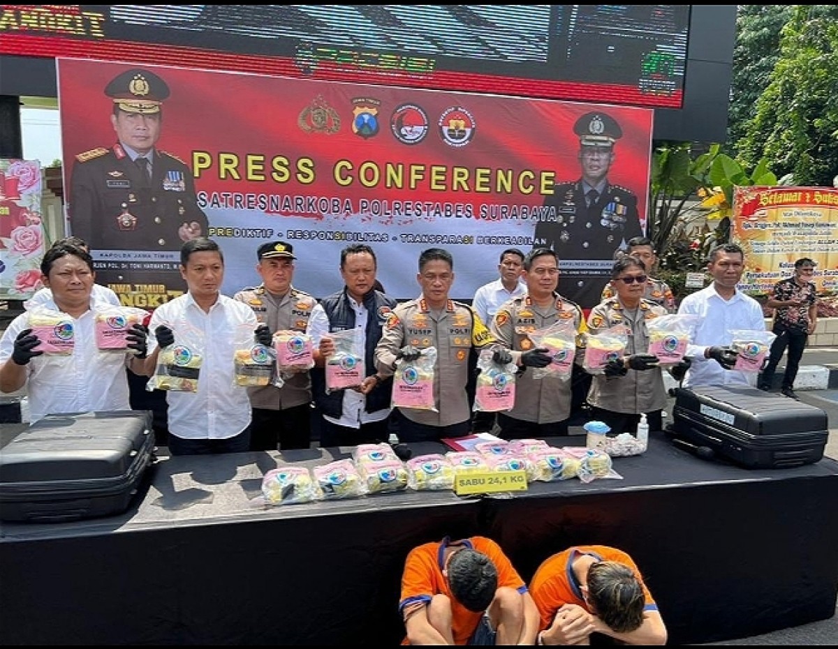 Sindikat narkoba antar Pulau Sumatera-Jawa dibongkar Satresnarkoba Polrestabes Surabaya (Foto: Fahrizal Tito/jatimnow.com)