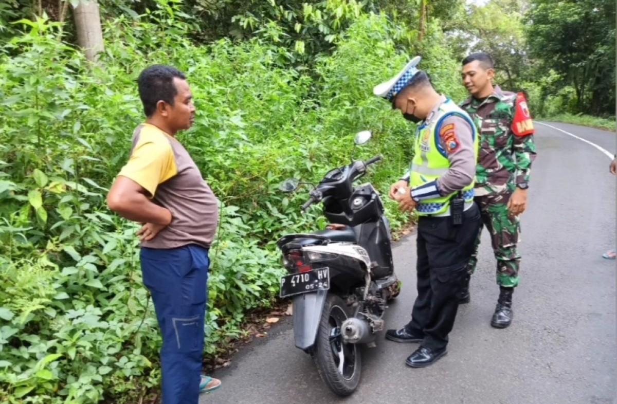 Motor yang dikendarai dua mahasiswi korban kecelakaan (Foto: Unit Gakkum Satlantas Polresta Banyuwangi for jatimnow.com)
