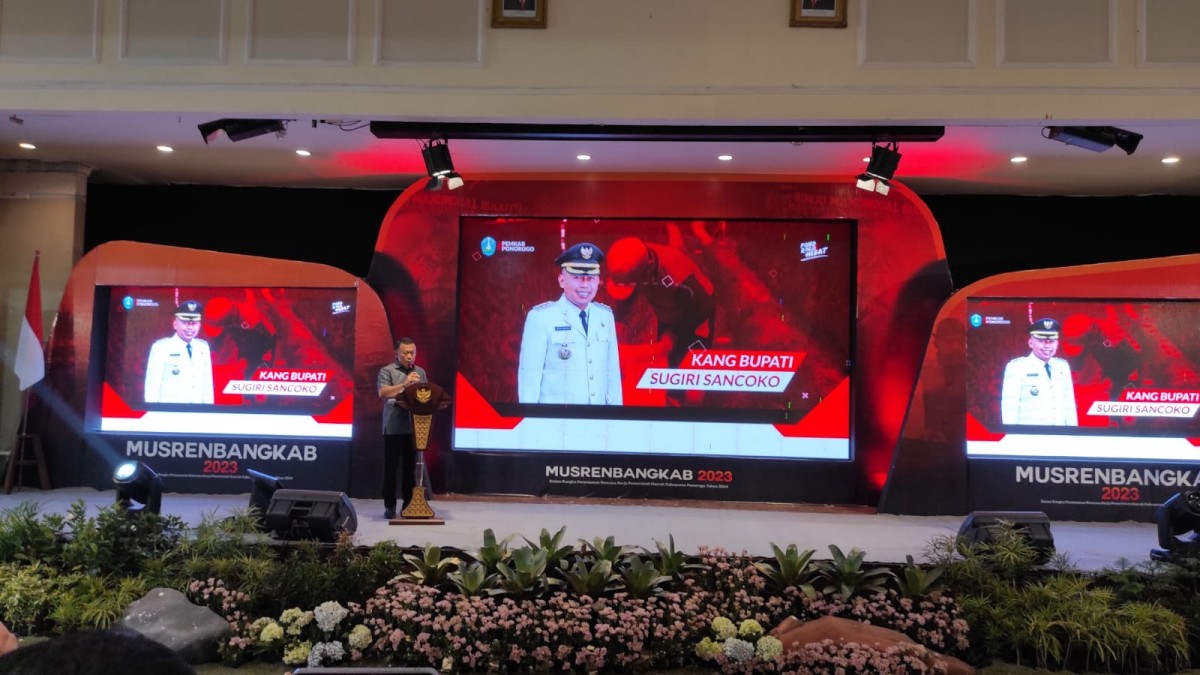 Bupati Ponorogo, Sugiri Sancoko saat memaparkan program prioritas di Musrenbang Ponorogo. (Foto: Ahmad Fauzani/jatimnow.com)