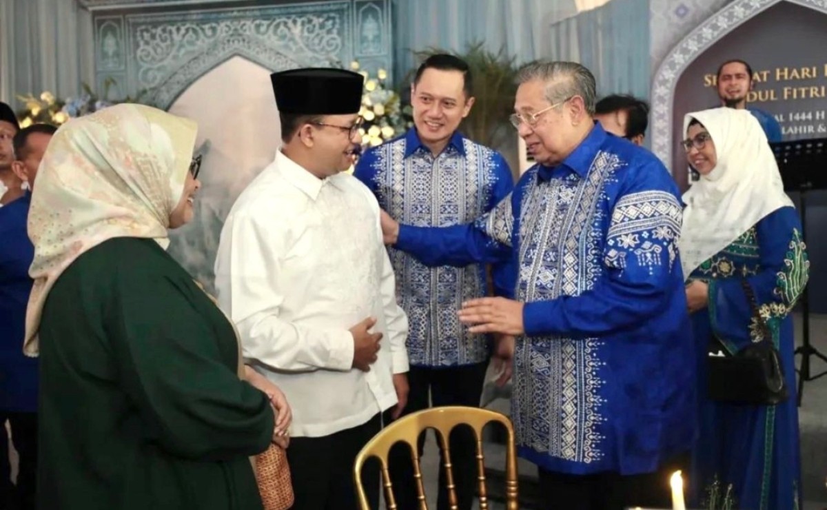 Momen silaturahmi lebaran Anies dan AHY. (Foto: DPP Demokrat for jatimnow.com)