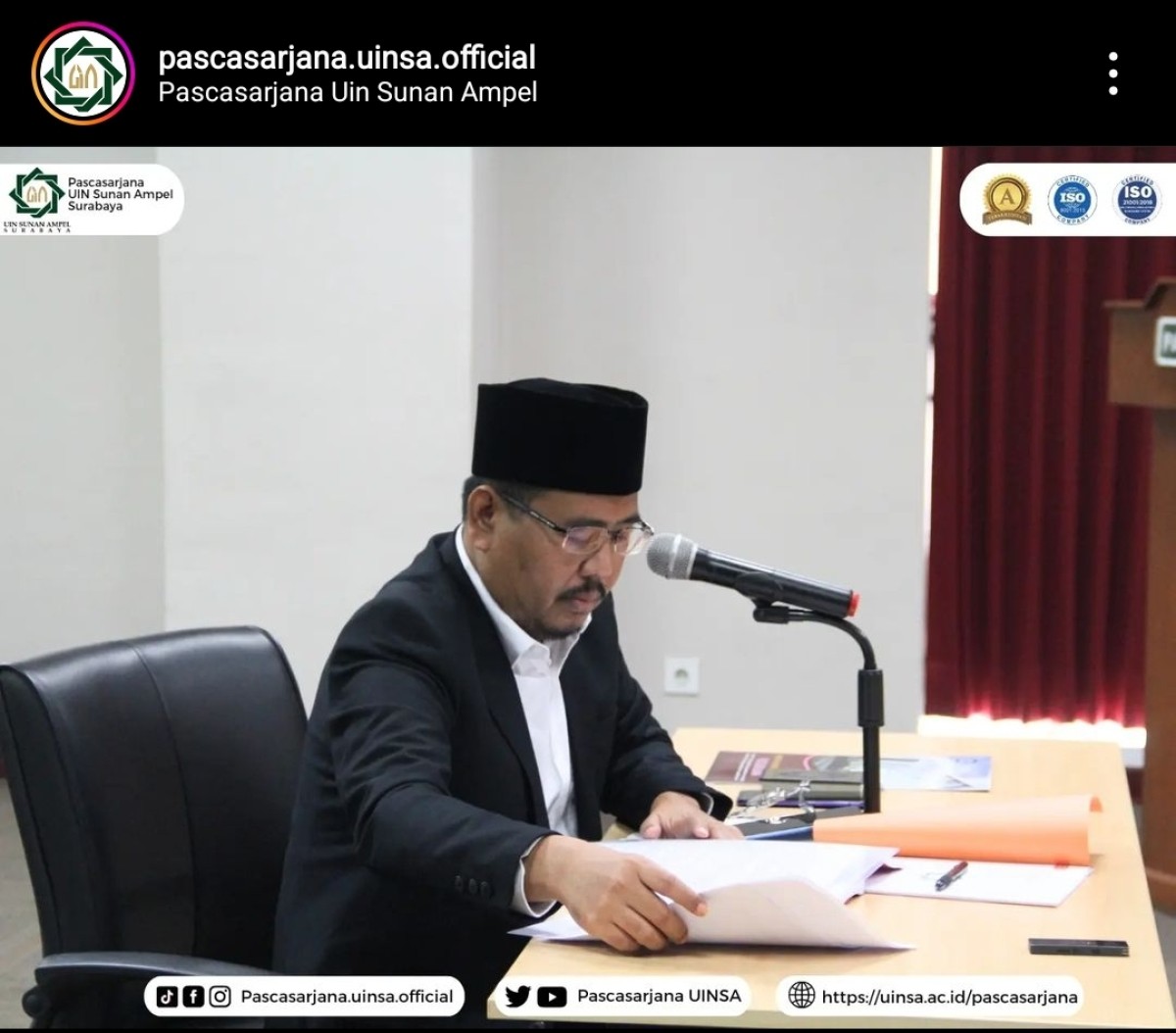 Tangkapan layar momen Anwar Sadad saat disertasi di Kampus UINSA Surabaya.