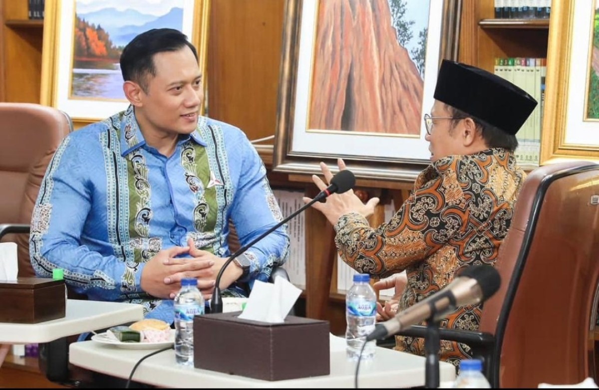 Moment pertemuan AHY dengan Cak Imin. (Foto: Demokrat for jatimnow.com)