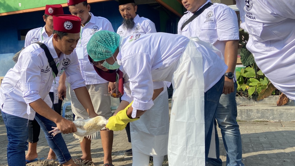 Pelatihan penyembelihan hewan secara halal oleh Juleha Kabupaten Kediri. (Foto: Yanuar Dedy/jatimnow.com)