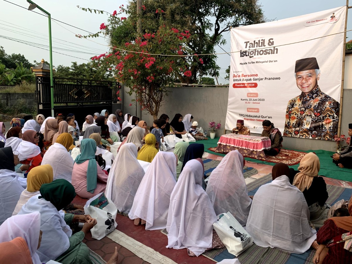 GGN menggelar tahlil dan istigasah bersama jemaah majelis taklim di Kecamatan Prambon, Kabupaten Sidoarjo. (Foto: GGN for jatimnow.com)