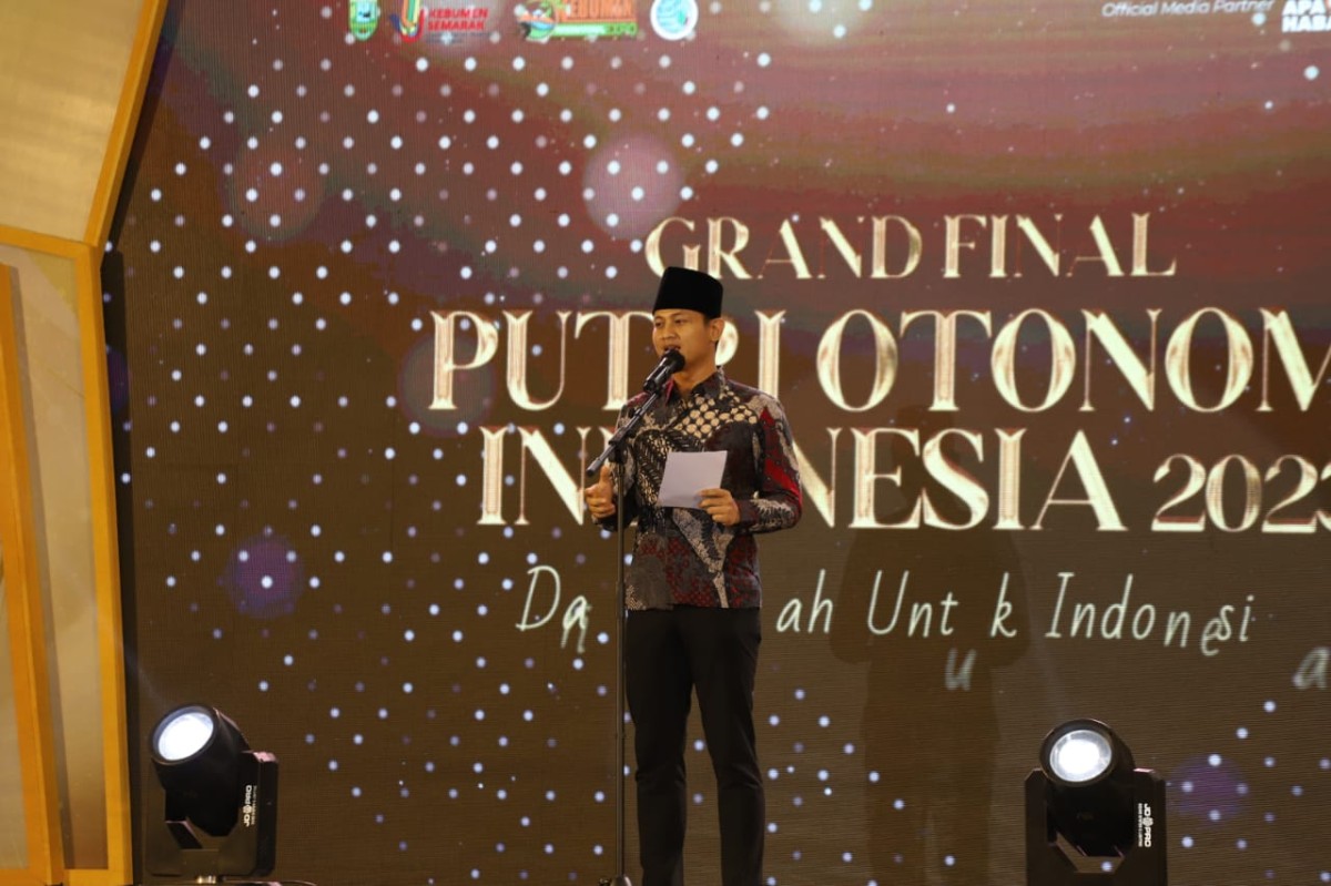 Bupati Trenggalek saat hadir di acara Putri Otonomi Indonesia 2023. (Foto: Prokopim Trenggalek/jatimnow.com)