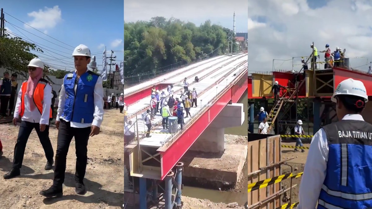 Kolase tangkapan layar saat Mas Abu meninjau Jembatan Bandar Ngalim Kota Kediri. (Instagram @abdullah_abe)