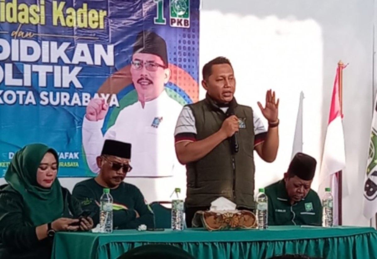 Cak Rokhim di acara Konsolidasi Kader Pendidikan Politik di Kantor DPC PKB Surabaya. (Foto: Rochim for jatimnow.com)