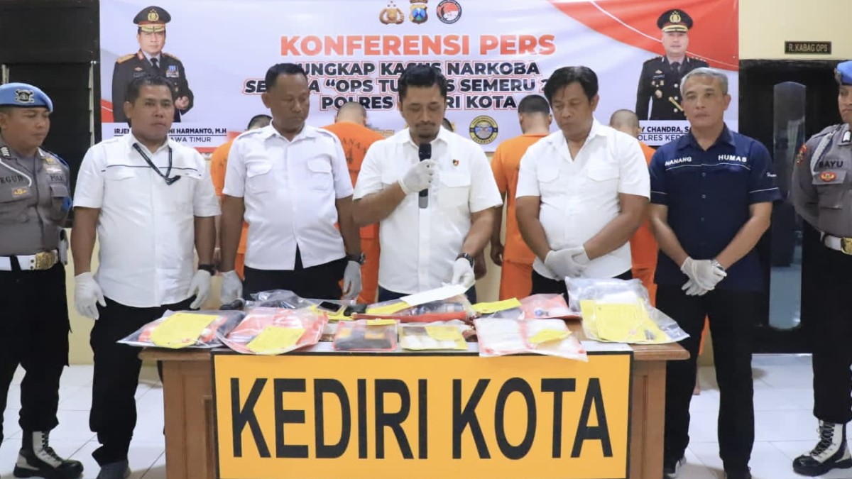 Rilis Operasi Tumpas Narkoba Satreskoba Polres Kediri Kota. (Foto: Humas Polres Kediri Kota/jatimnow.com)