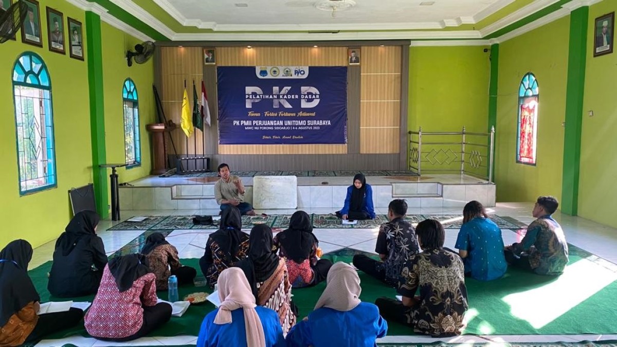PKD ke-25, yang digelar PMII Komisariat Perjuangan Unitomo di MWCNU Kacamatan Porong, Sidoarjo. (Foto: Roy for jatimnow.com)