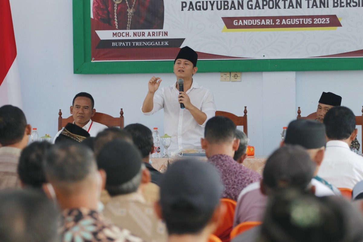 Bupati Trenggalek, Mochamad Nur Arifin saat membuka acara Gapoktan di Trenggalel. (Foto: Prokopim Trenggalek for jatimnow.com)