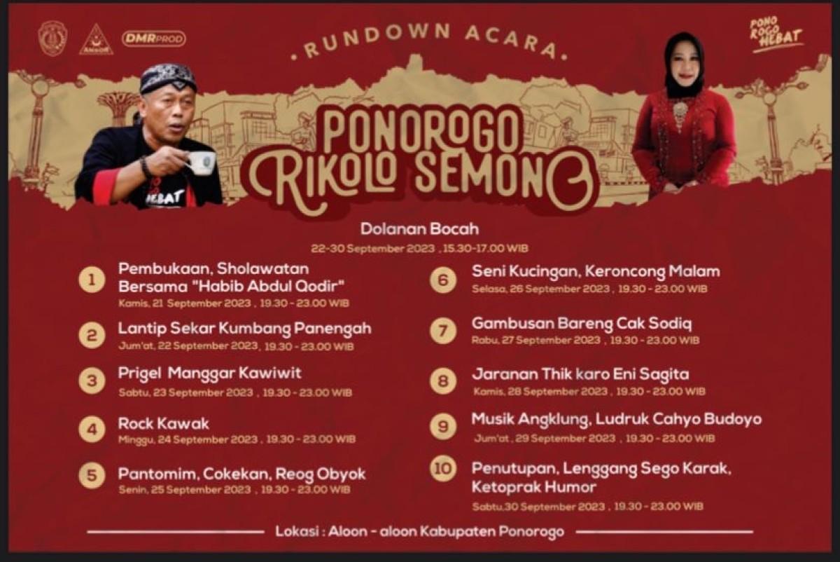 Event Ponorogo Rikolo Semono, agenda Pemkab Ponorogo tingkatkan perekonomian daerah dengan konsep tempo dulu. (Foto: Pemkab Ponorogo/jatimnow.com)
