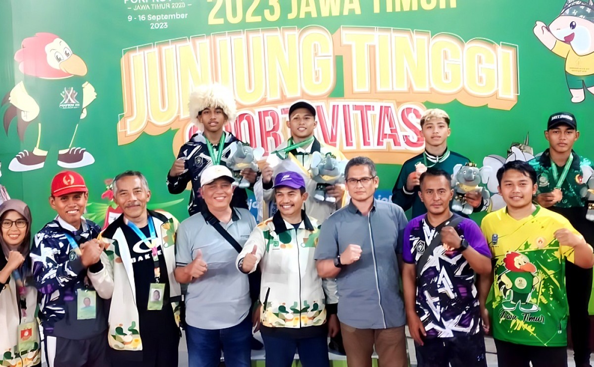 Atlet gulat Lumajang usai berlaga di Porprov Jatim 2023. (Foto: Kominfo Lumajang)