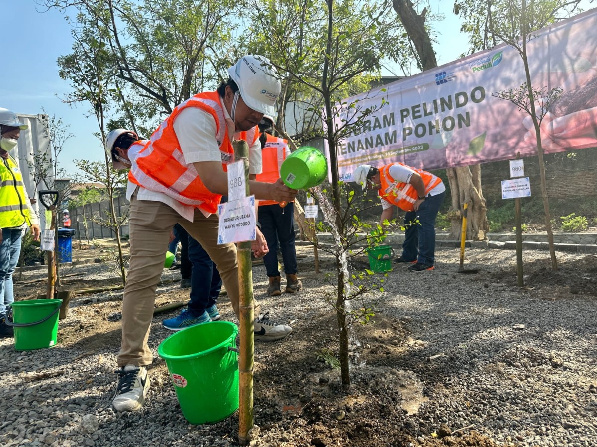 Penanaman bibit pohon dalam rangka semangat go green HUT ke-2 Pelindo. (Foto: SPTP/jatimnow.com)