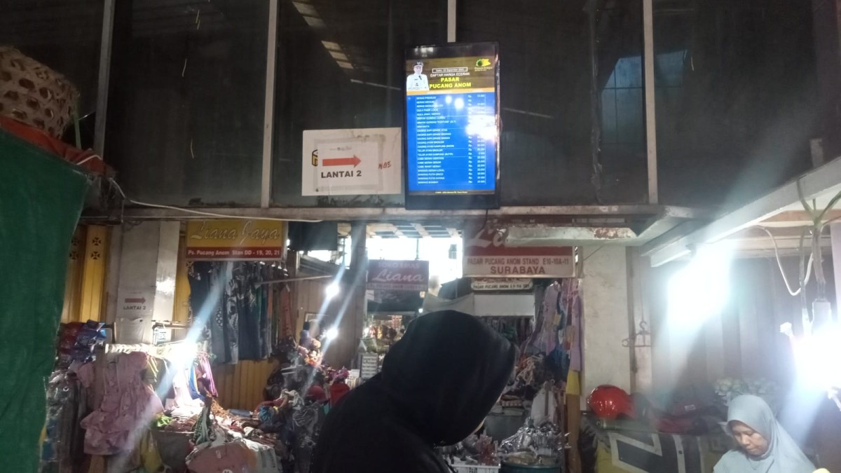 Monitor yang ada di Pasar Pucang. (Foto: Humas PD Pasar Surya)