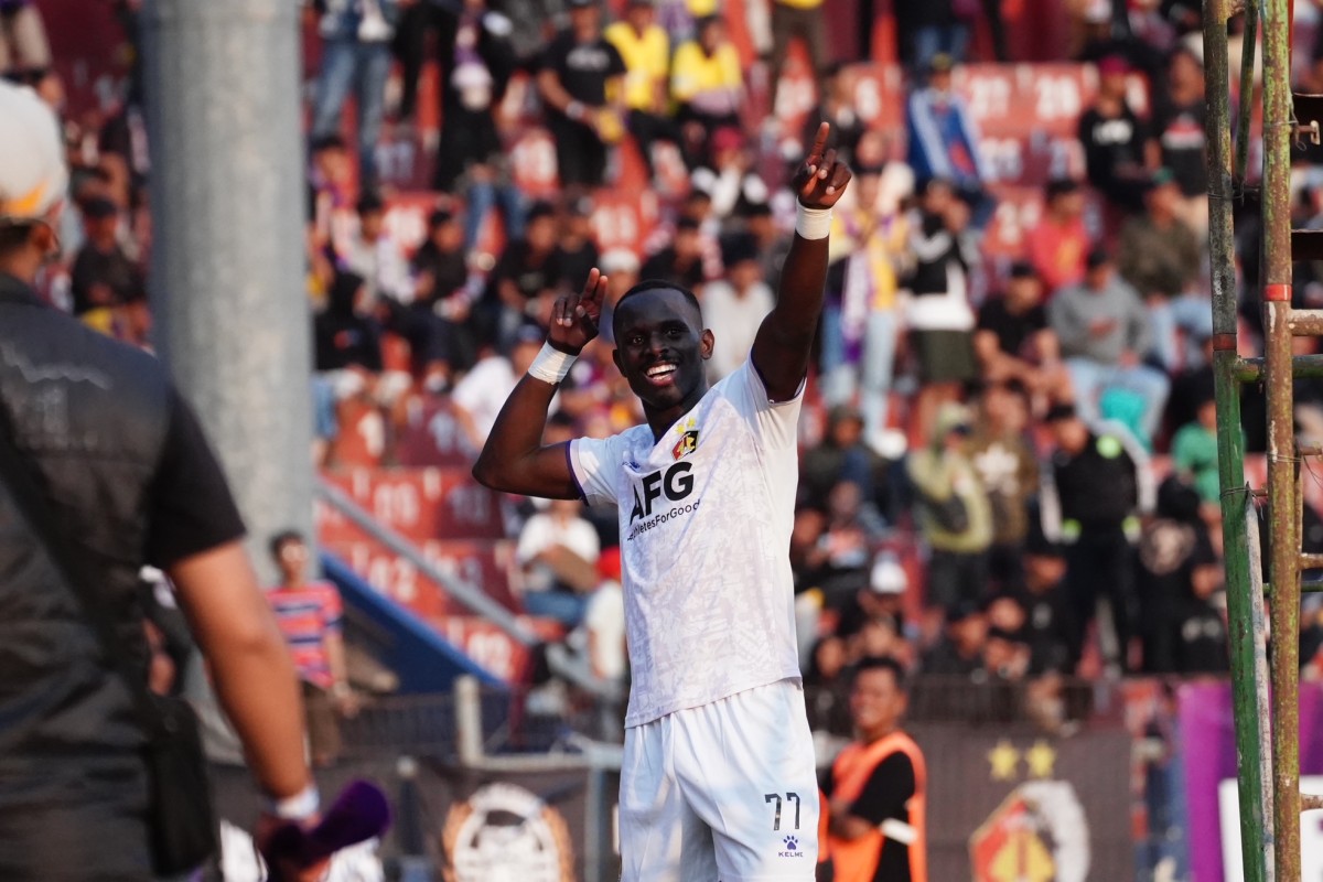 Selebrasi Flavio Silva, striker Persik Kediri. (Foto: Persik Kediri/jatimnow.com)