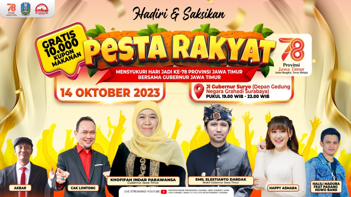 Happy Asmara Goyang Puncak HUT Pemprov Jatim ke-78, Yuk Merapat ke Grahadi!