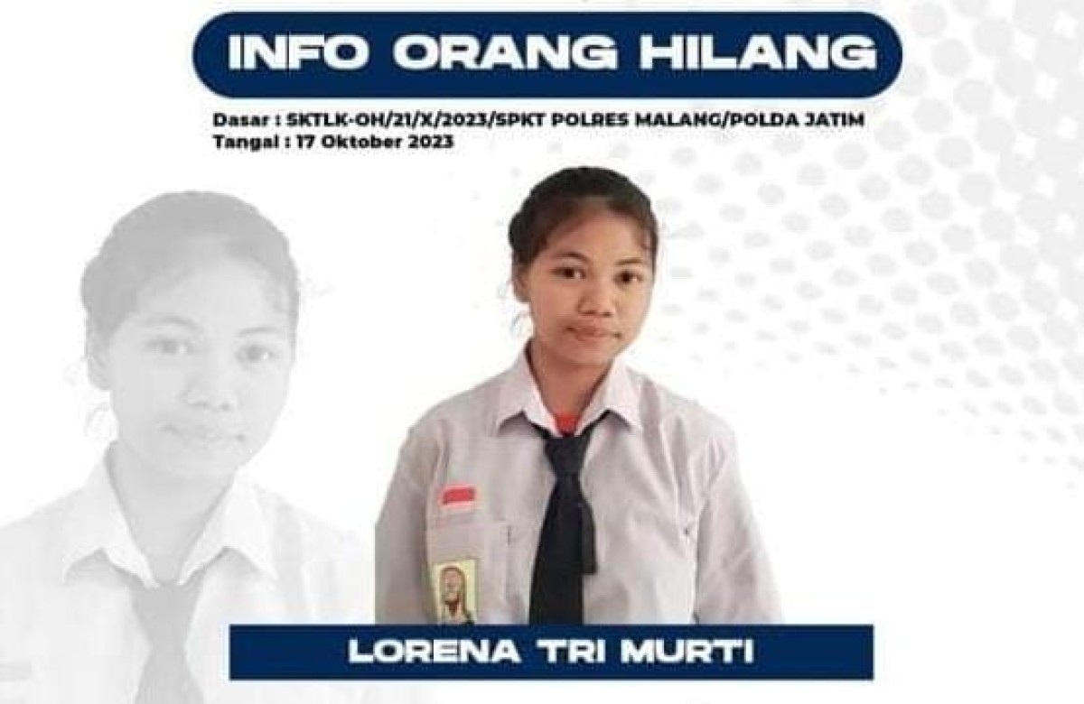Lorene Tri Murti, pelajar yang hilang. (Foto: Humas Polres Malang)