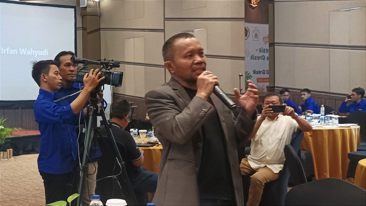 CEO Kapanlagi Younivers, Wenseslaus Manggut, di acara Gathering Media yang diselenggarakan PT Cargill Cocoa and Chocolate Gresik. (Foto: Sahlul Fahmi/jatimnow.com)