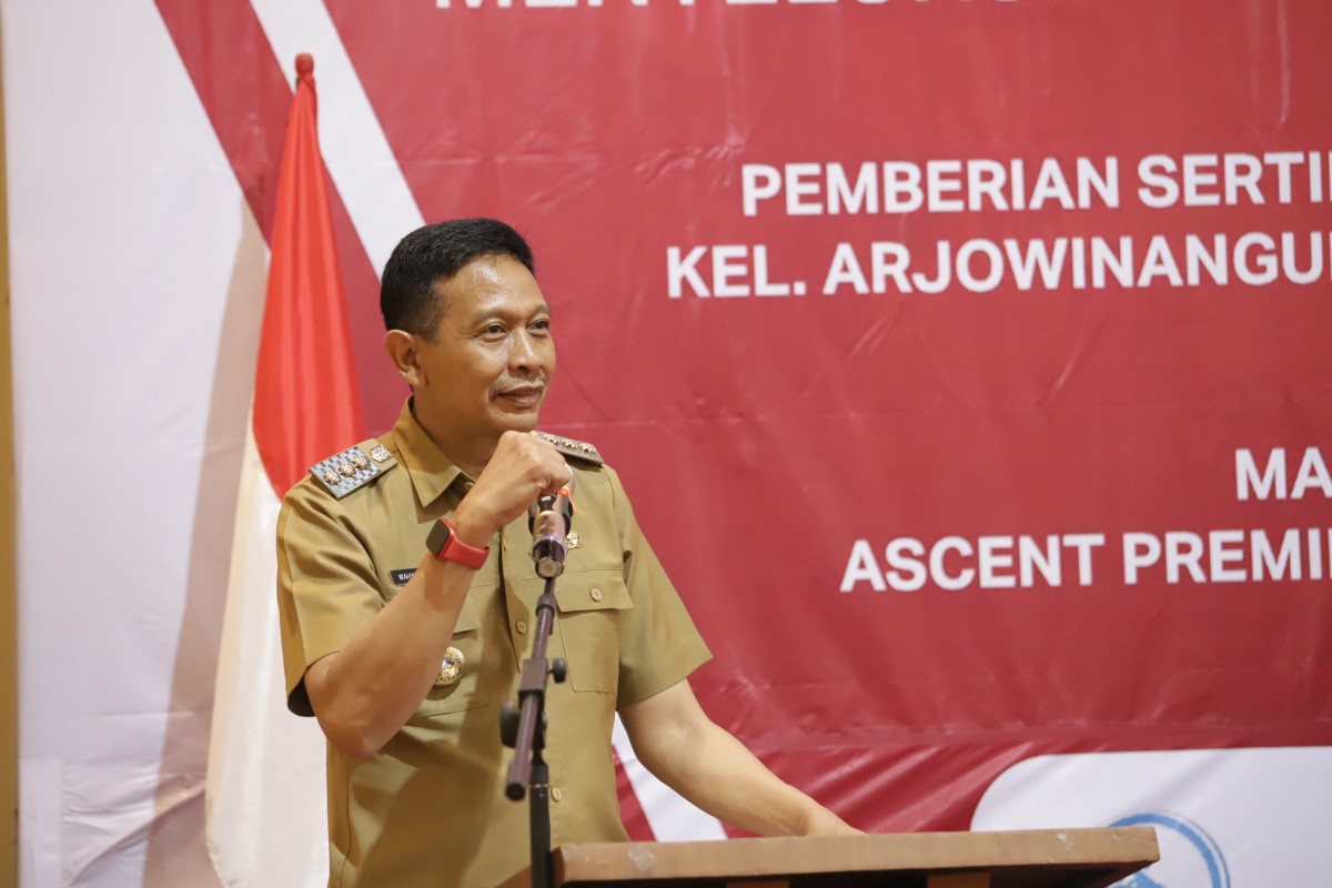 Pj Wali Kota Malang, Wahyu Hidayat saat menghadiri acara monitoring dan evaluasi Implementasi STBM 5 Pilar Berkelanjutan di Ascent Hotel Malang, Selasa (14/11/2023). (Foto: Gerhana/jatimnow.com)
