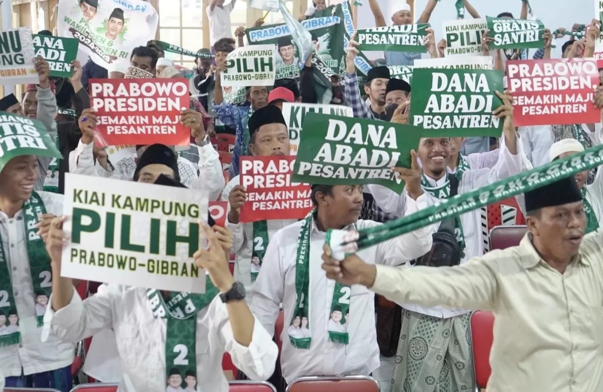 Dukungan Kiai Kampung jelang Pilpres 2024. (Foto:  Rosi for jatimnow.com)