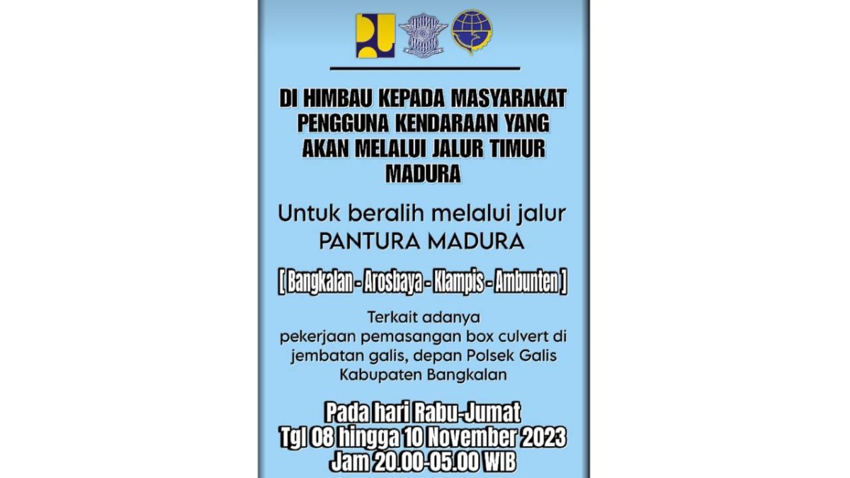 Info pengalihan arus lalu lintas.