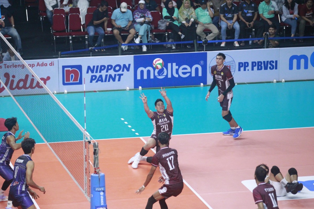 Pertandingan tim putra BIN Pasundan melawan Indomaret Sidoarjo. (Foto: Tim Livoli 2023).