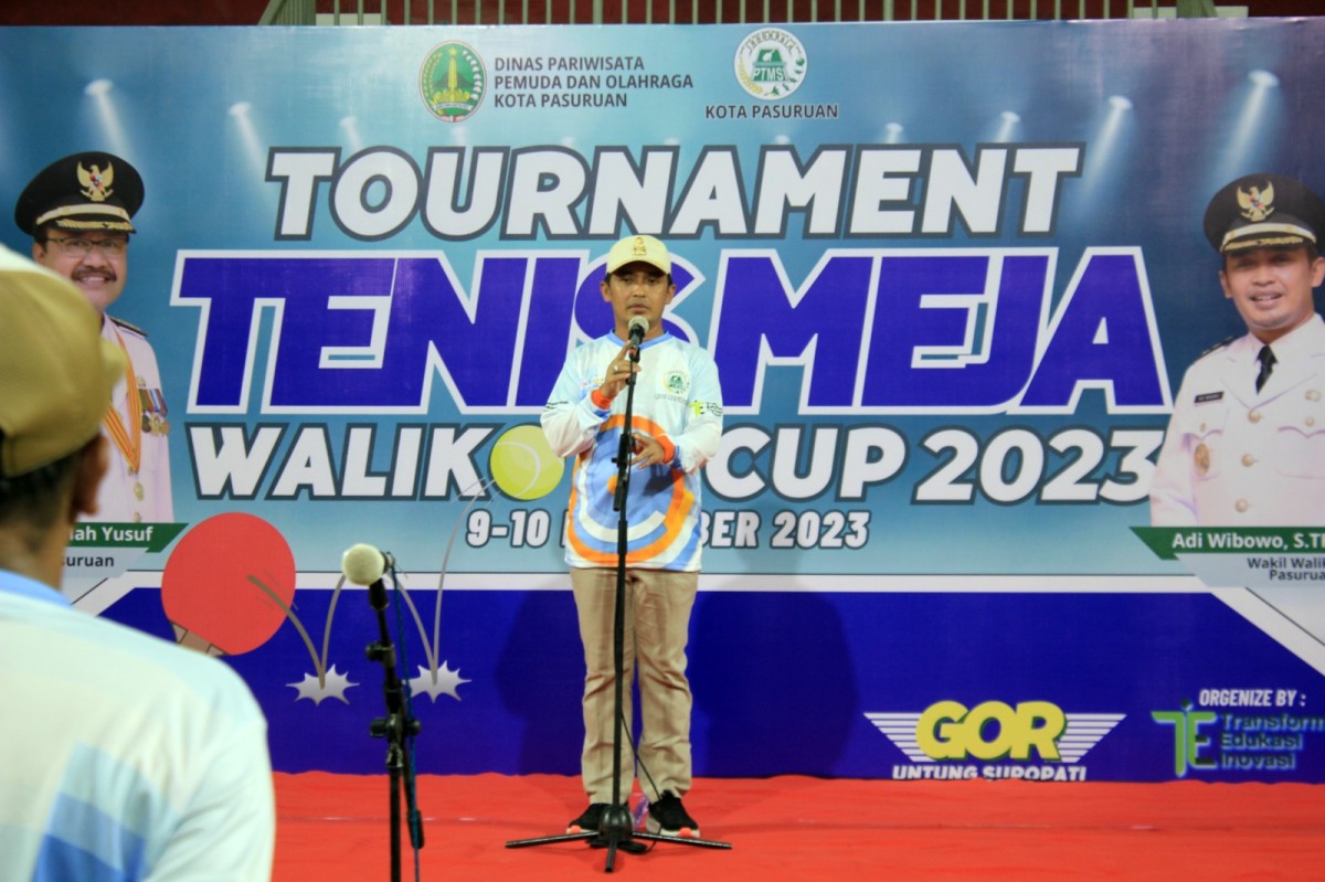 Mas Adi saat membuka turnament tenis meja Wali Kota Cup tahun 2023. (Foto: Humas Pemkot Pasuruan for jatimnow.com)