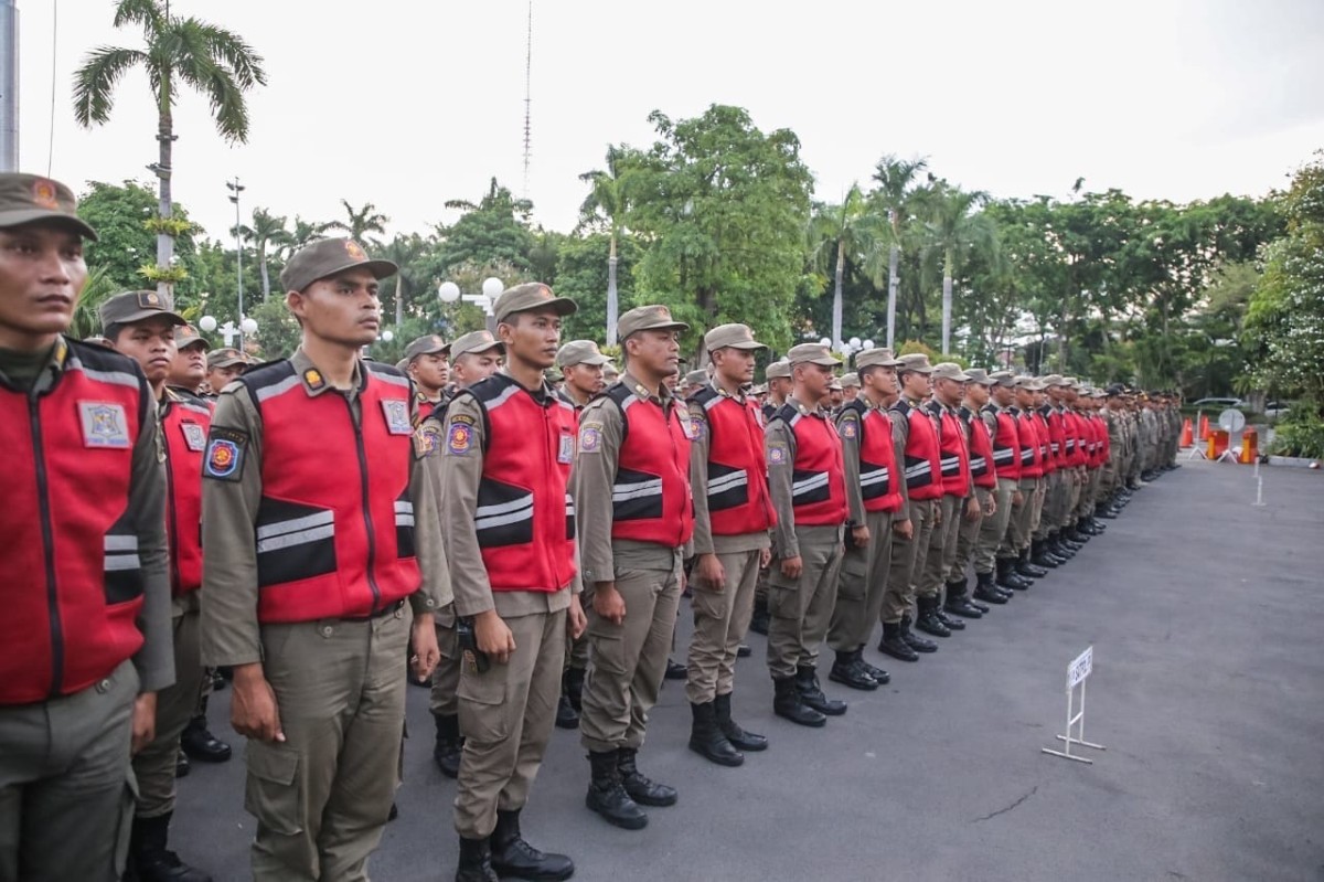 Apel pengamanan Nataru oleh Satpol PP Surabaya (Foto: Humas Pemkot Surabaya for jatimnow.com))