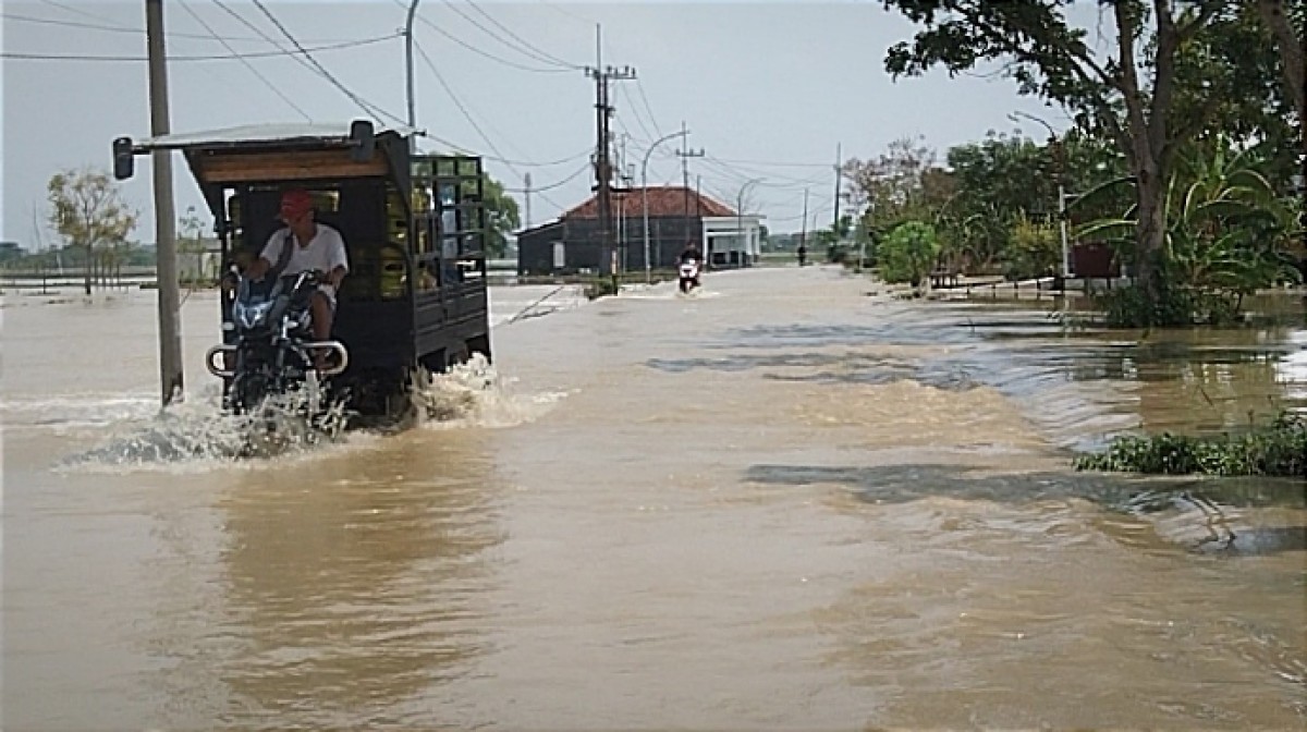 Desa Wotansari, Balongpanggang, Gresik, terkena dampak luapan air Kali Lamong. (Foto: Dok. Kecamatan Balongpanggang)
