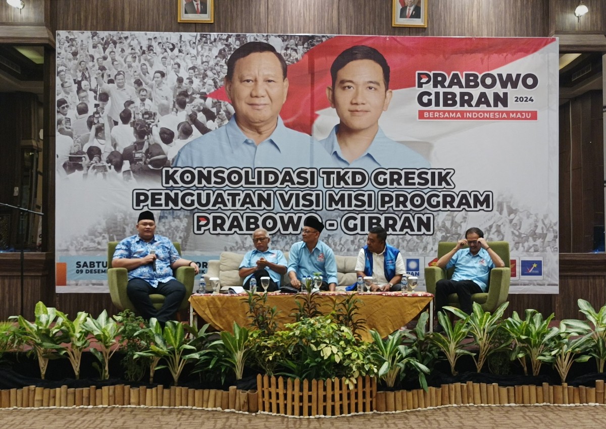 Acara Konsolidasi Penguatan Visi Misi Program Prabowo Gibran Kabupaten Gresik. (Foto: Sahlul Fahmi/jatimnow.com)