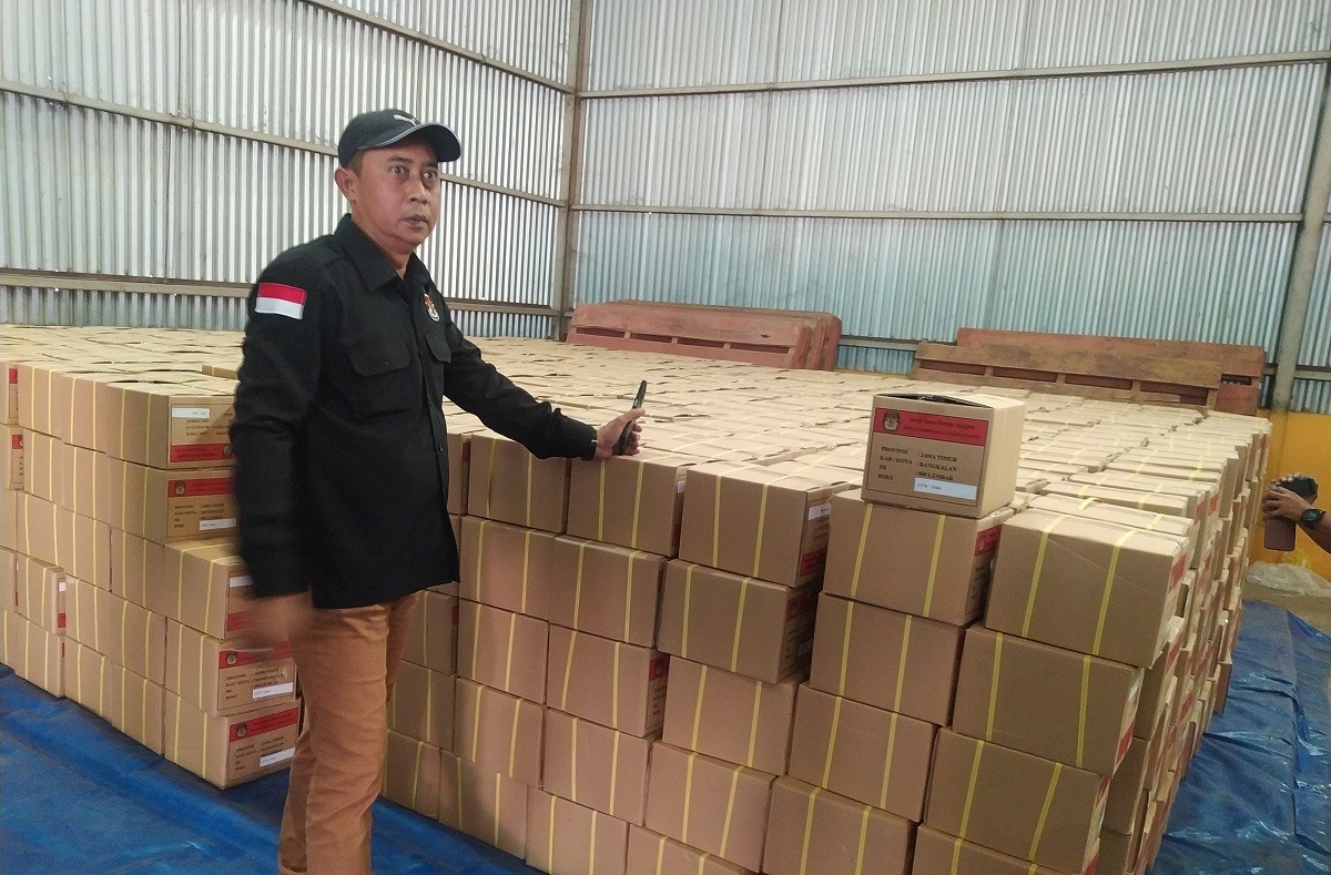 Surat Suara di gudang logistik. (Foto: Fathor Rahman/jatimnow.com))