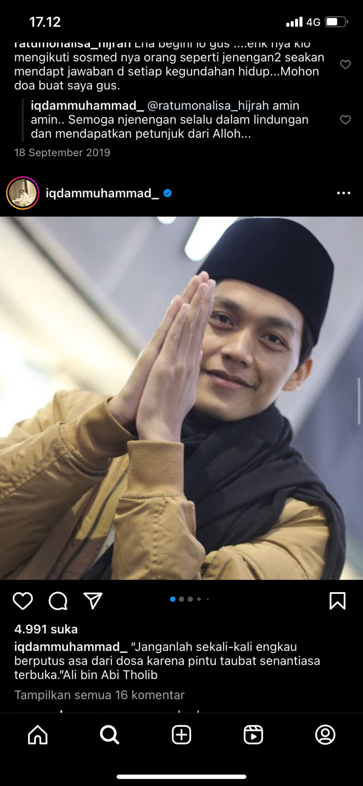 Muhammad Iqdam Kholid atau biasa disapa Gus Iqdam (Instagram for jatimnow.com)